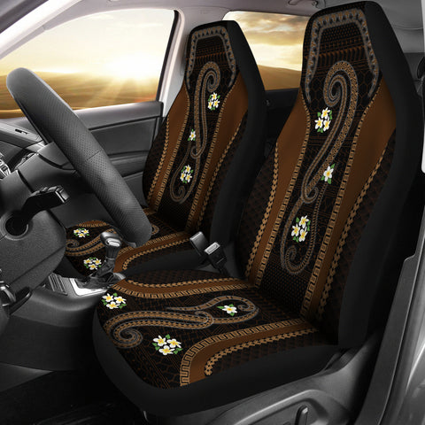 Brown Tribal with Plumeria Car Seat Cover