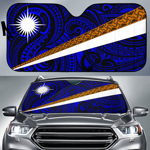 RMI Flag w/ Motifs & Tribals Auto SunShade