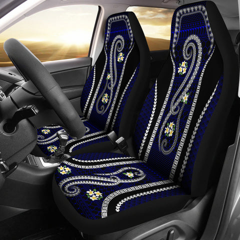 Blue Tribal and Plumeria Car Seat Cover