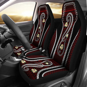 Red Tribal and Plumeria Car Seat Cover