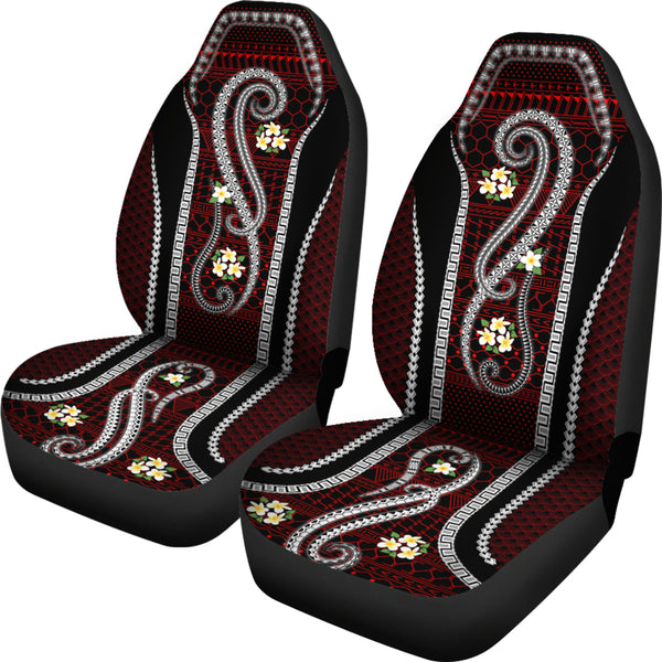 Red Tribal and Plumeria Car Seat Cover