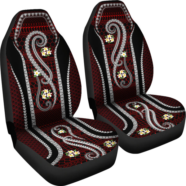 Red Tribal and Plumeria Car Seat Cover